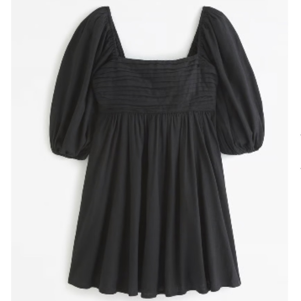 Abercrombie & Fitch Black Emerson Poplin Puff Sleeve Mini Dress - Picture 2 of 9
